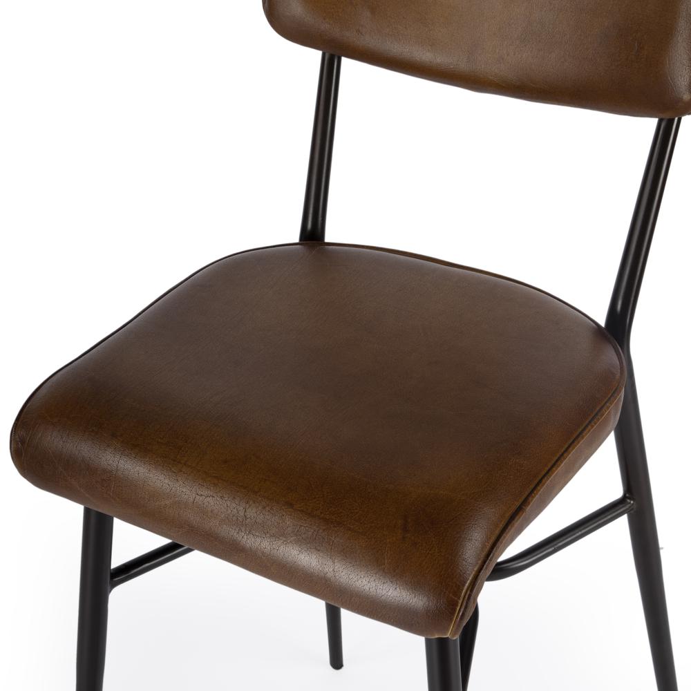 Odessa Square Leather 26.5" Counter Stool, Medium Brown. Picture 2