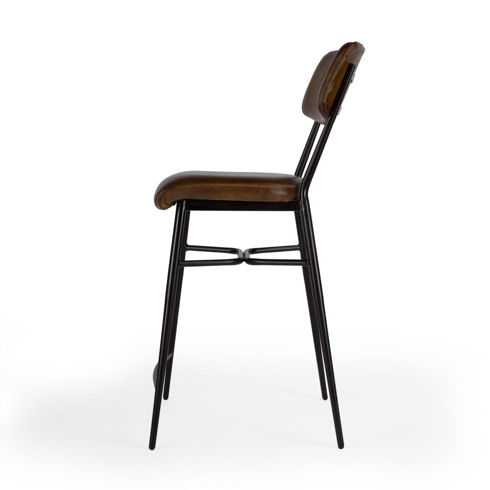 Odessa Square Leather 26.5" Counter Stool, Medium Brown. Picture 5