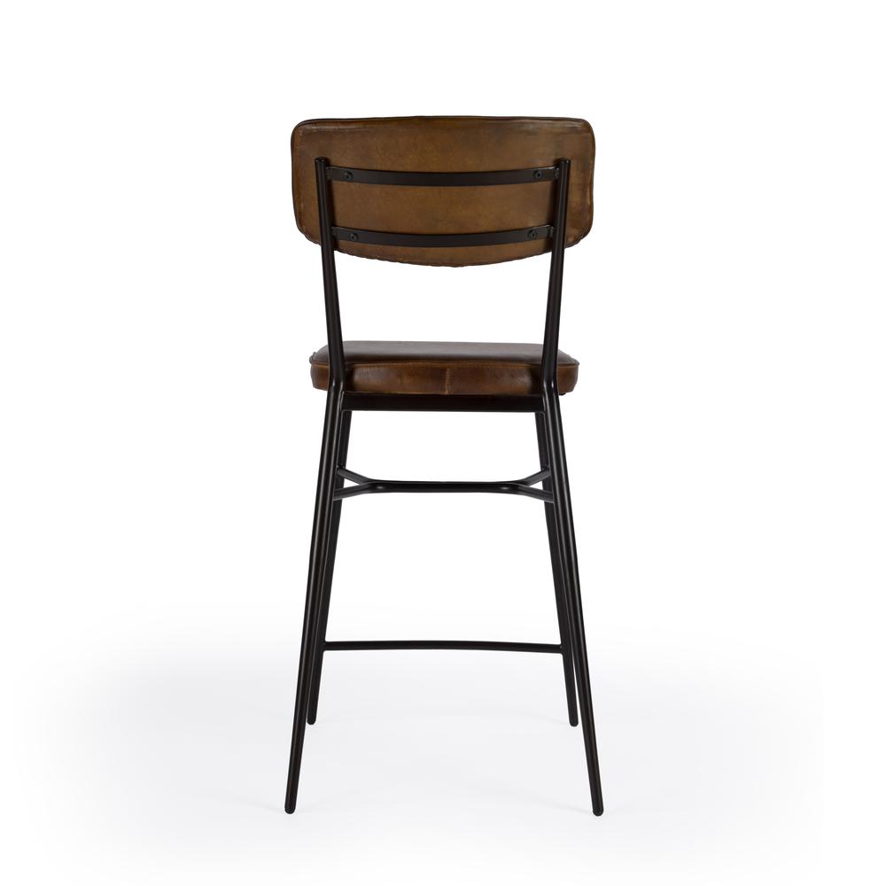 Odessa Square Leather 26.5" Counter Stool, Medium Brown. Picture 6