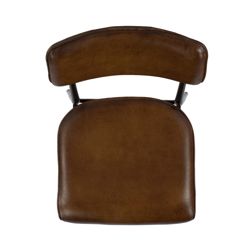 Odessa Square Leather 26.5" Counter Stool, Medium Brown. Picture 7