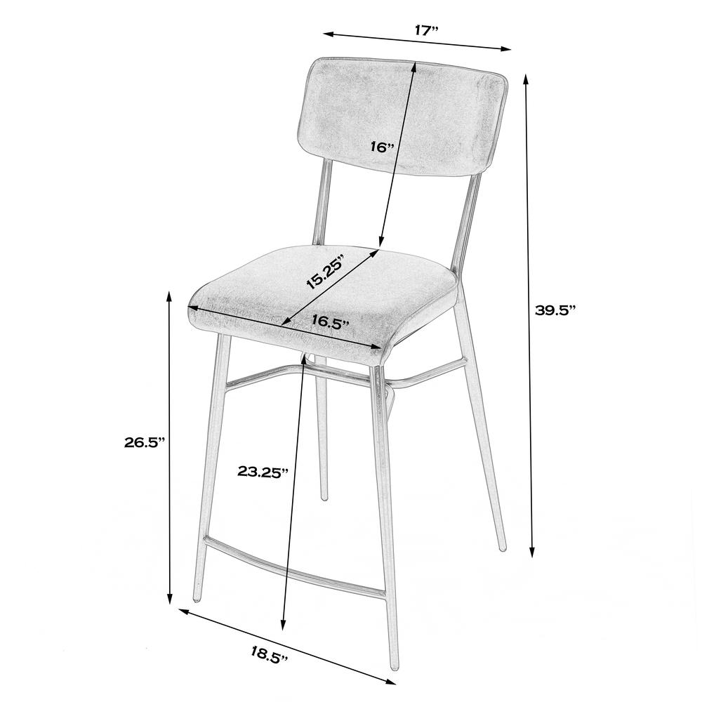 Odessa Square Leather 26.5" Counter Stool, Medium Brown. Picture 8