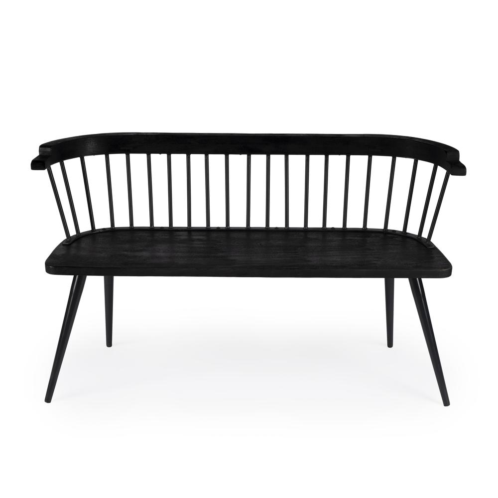 Tempe Mango Wood Spindle Back  51.25"W Bench, Black. Picture 3