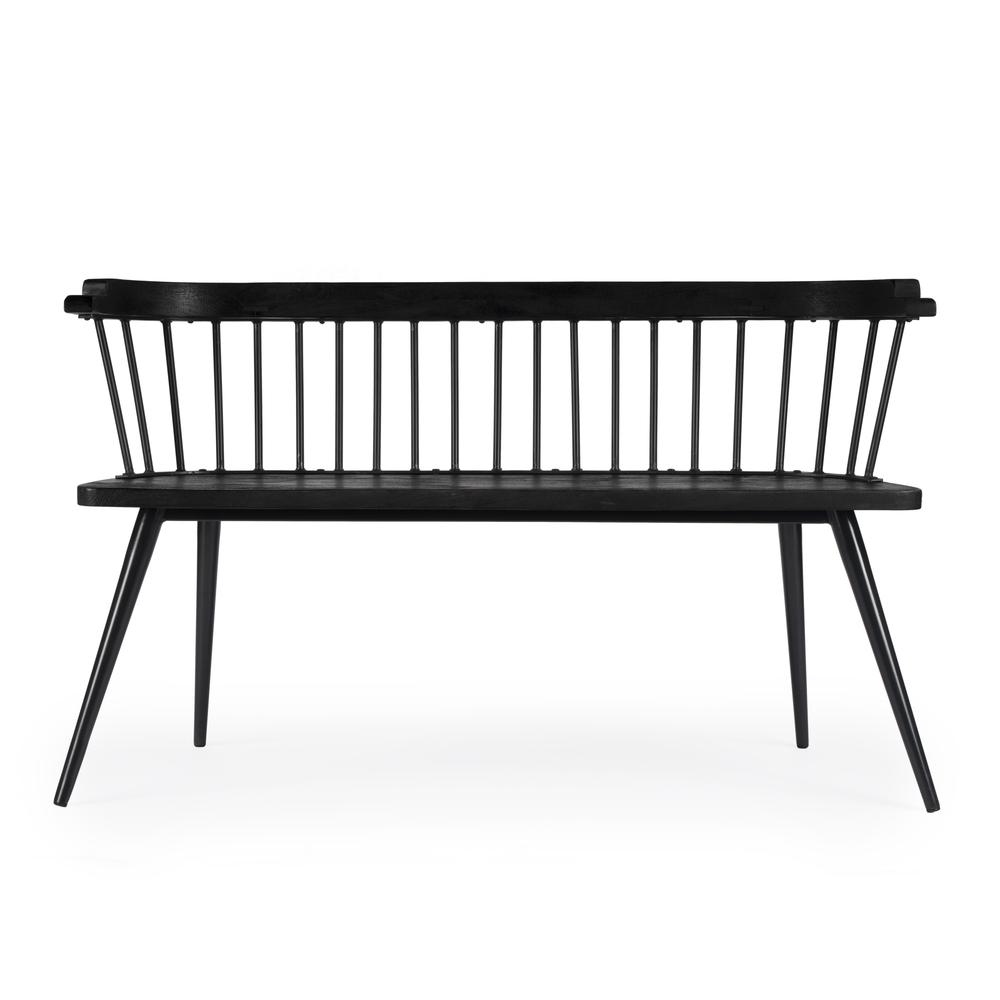 Tempe Mango Wood Spindle Back  51.25"W Bench, Black. Picture 4