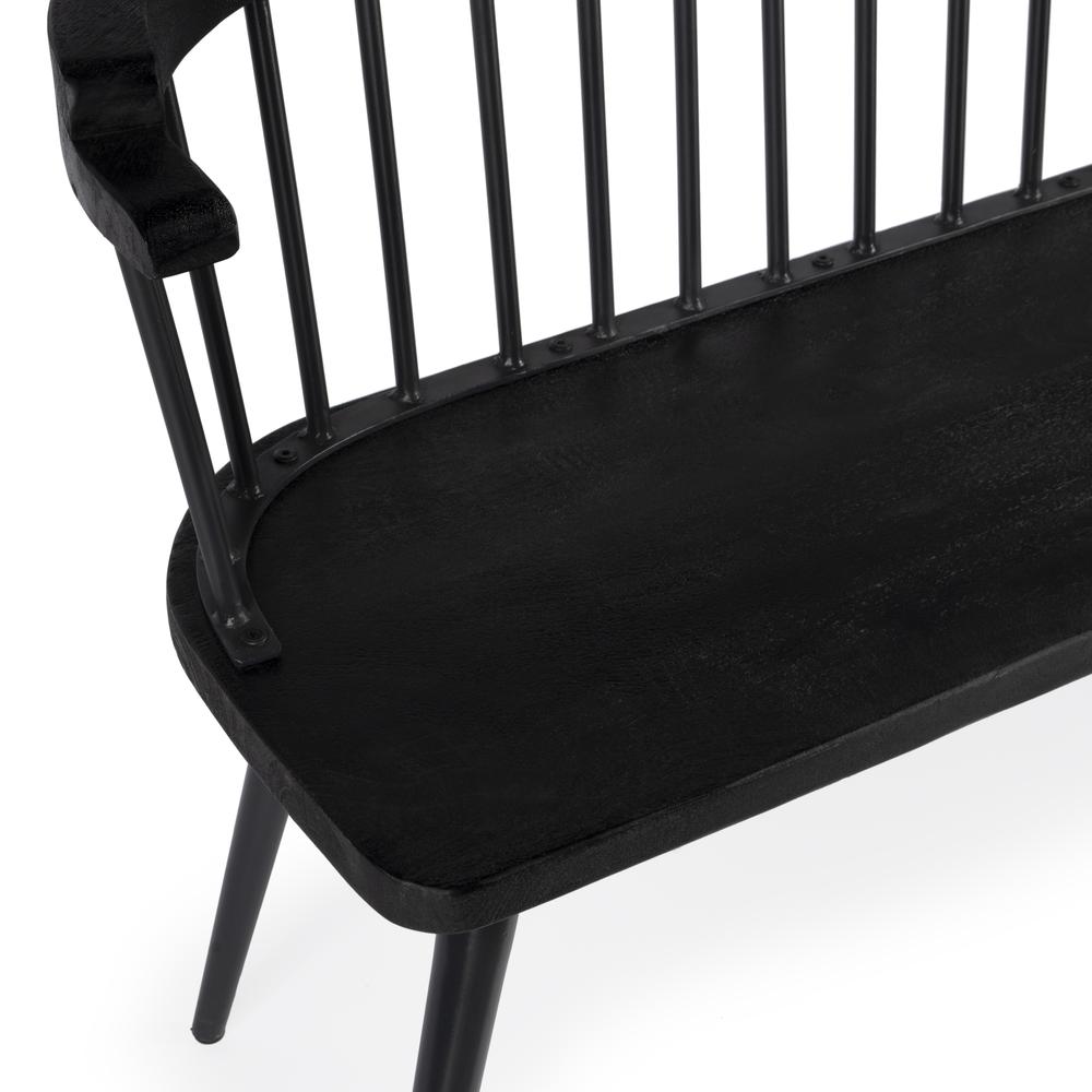 Tempe Mango Wood Spindle Back  51.25"W Bench, Black. Picture 5
