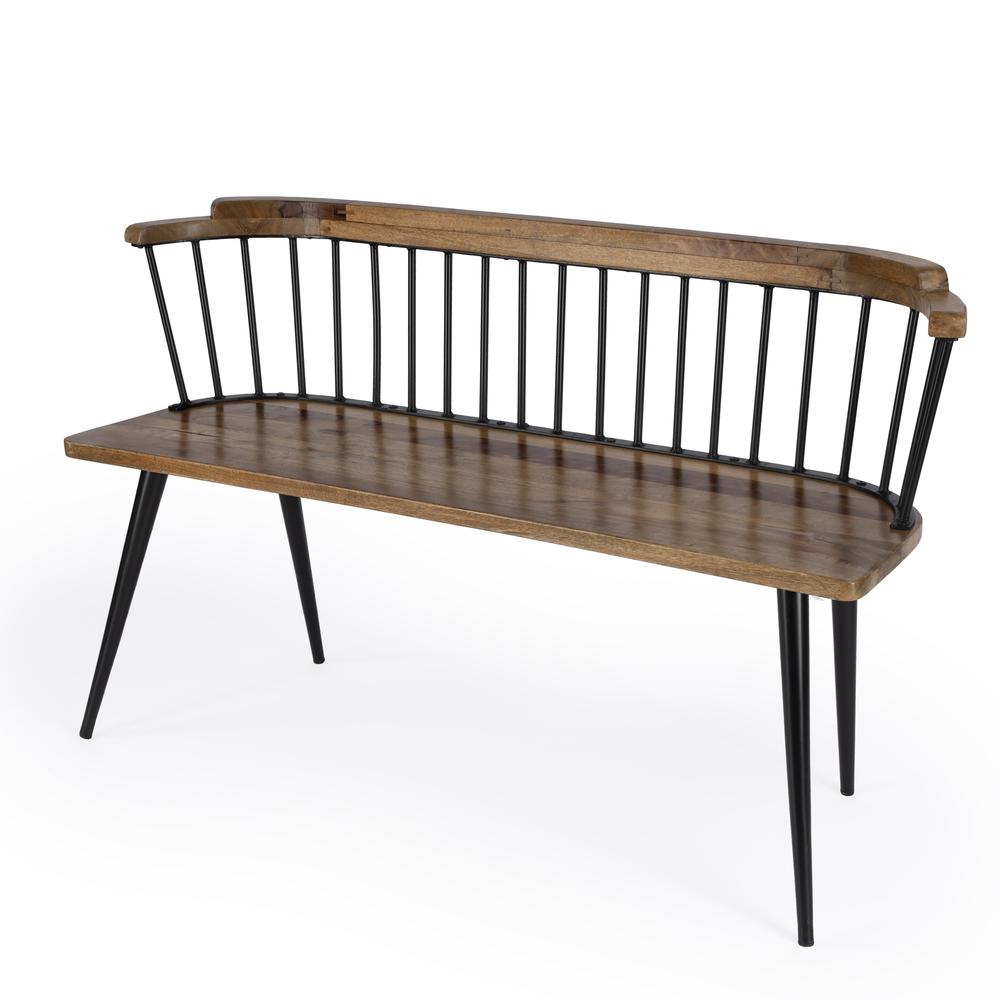 Tempe Mango Wood Spindle Back  51.25"W Bench, Medium Brown. Picture 1