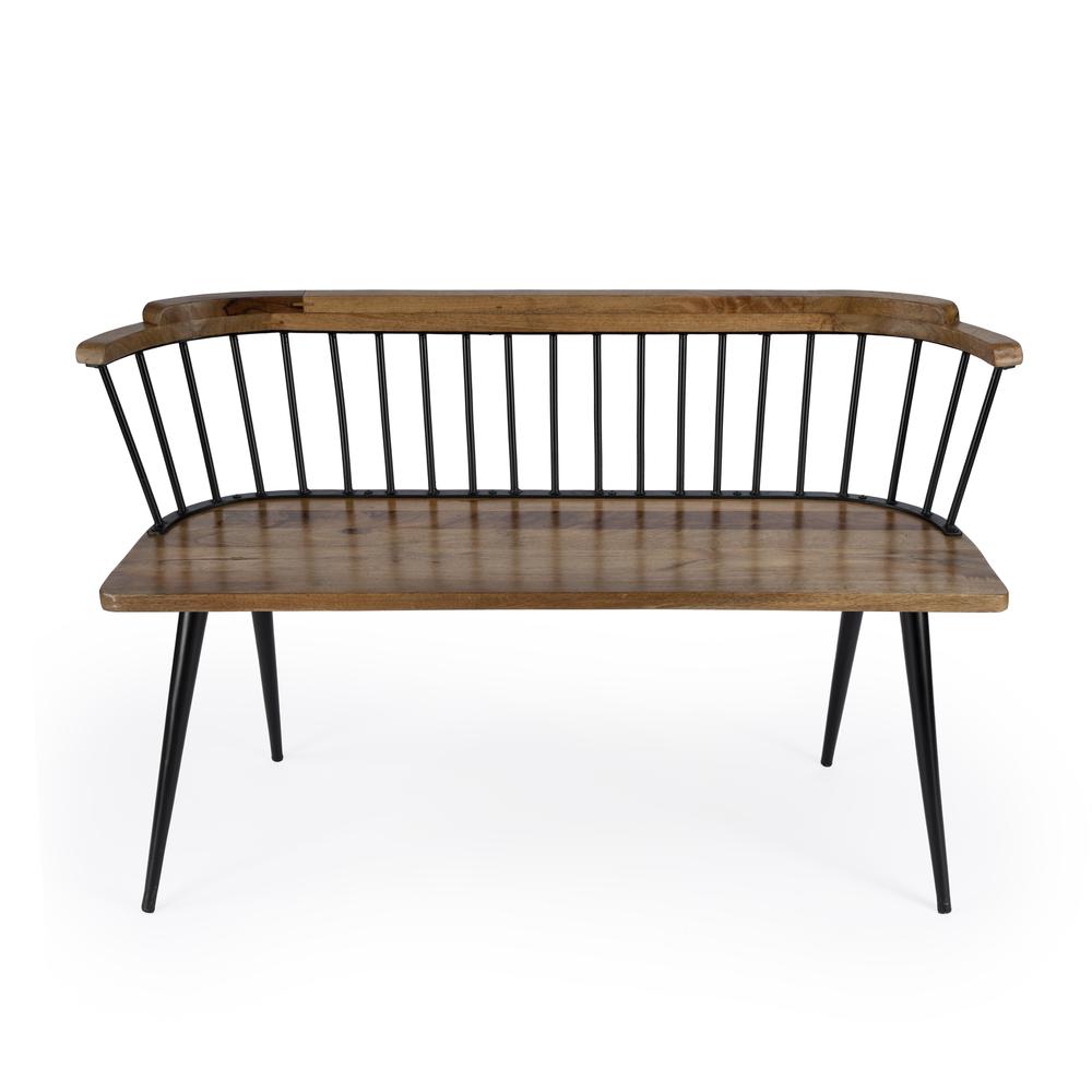 Tempe Mango Wood Spindle Back  51.25"W Bench, Medium Brown. Picture 3