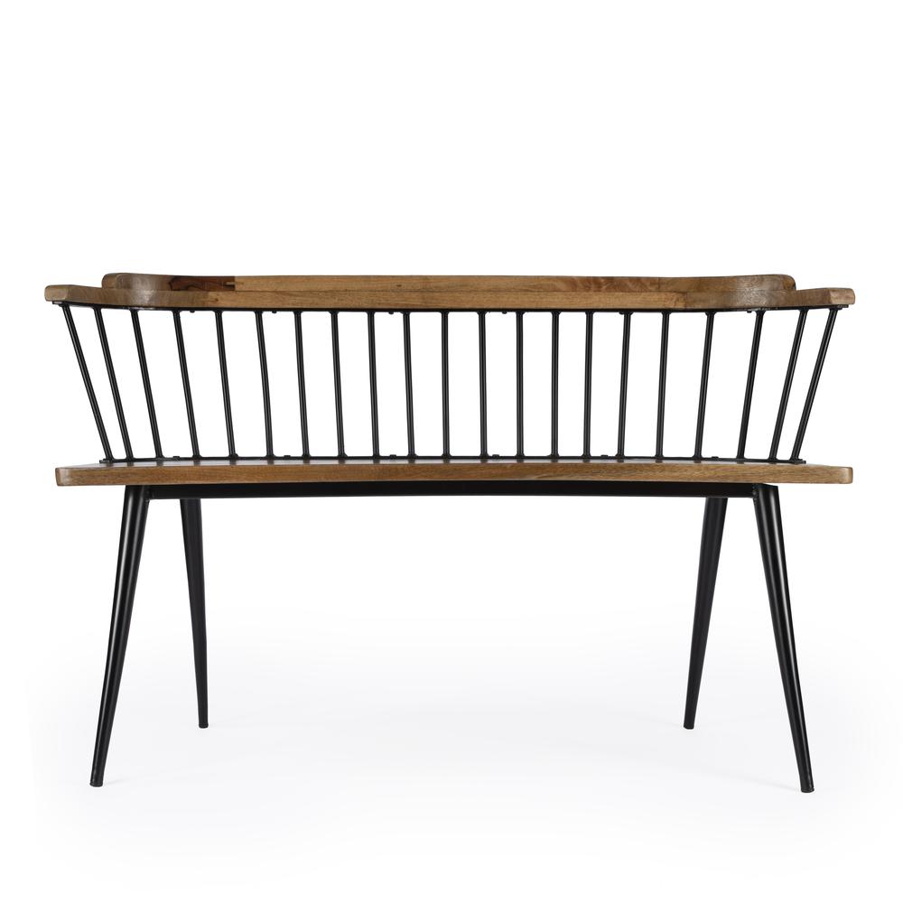 Tempe Mango Wood Spindle Back  51.25"W Bench, Medium Brown. Picture 4