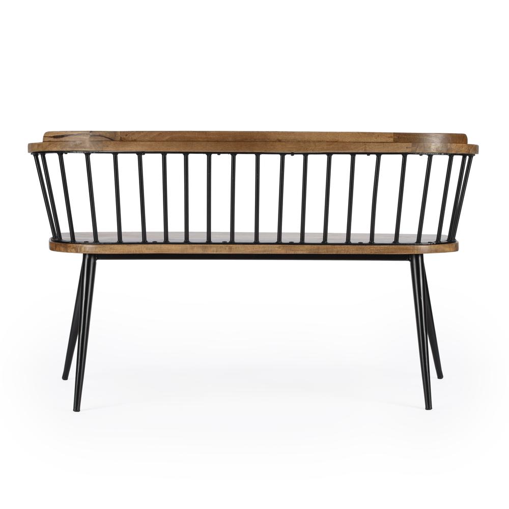 Tempe Mango Wood Spindle Back  51.25"W Bench, Medium Brown. Picture 6