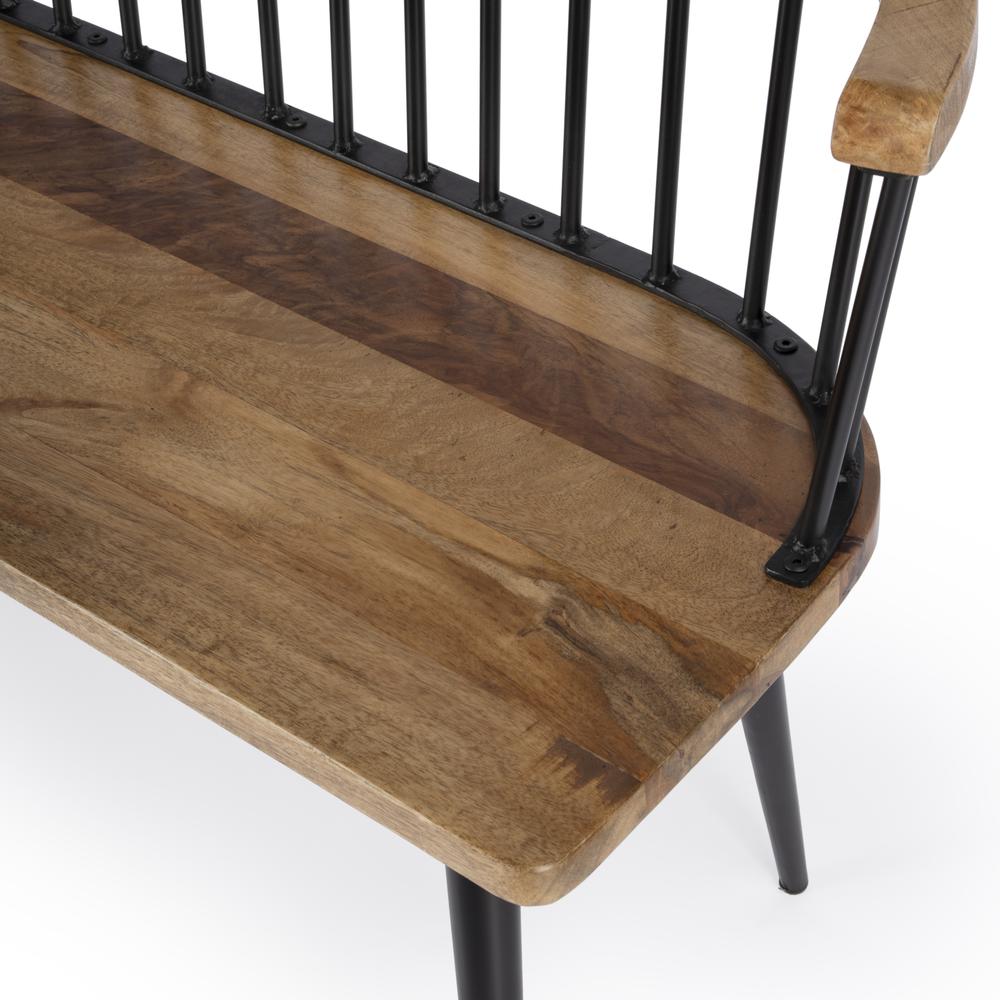 Tempe Mango Wood Spindle Back  51.25"W Bench, Medium Brown. Picture 7