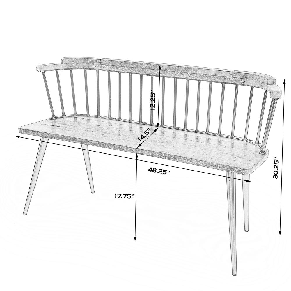 Tempe Mango Wood Spindle Back  51.25"W Bench, Medium Brown. Picture 9