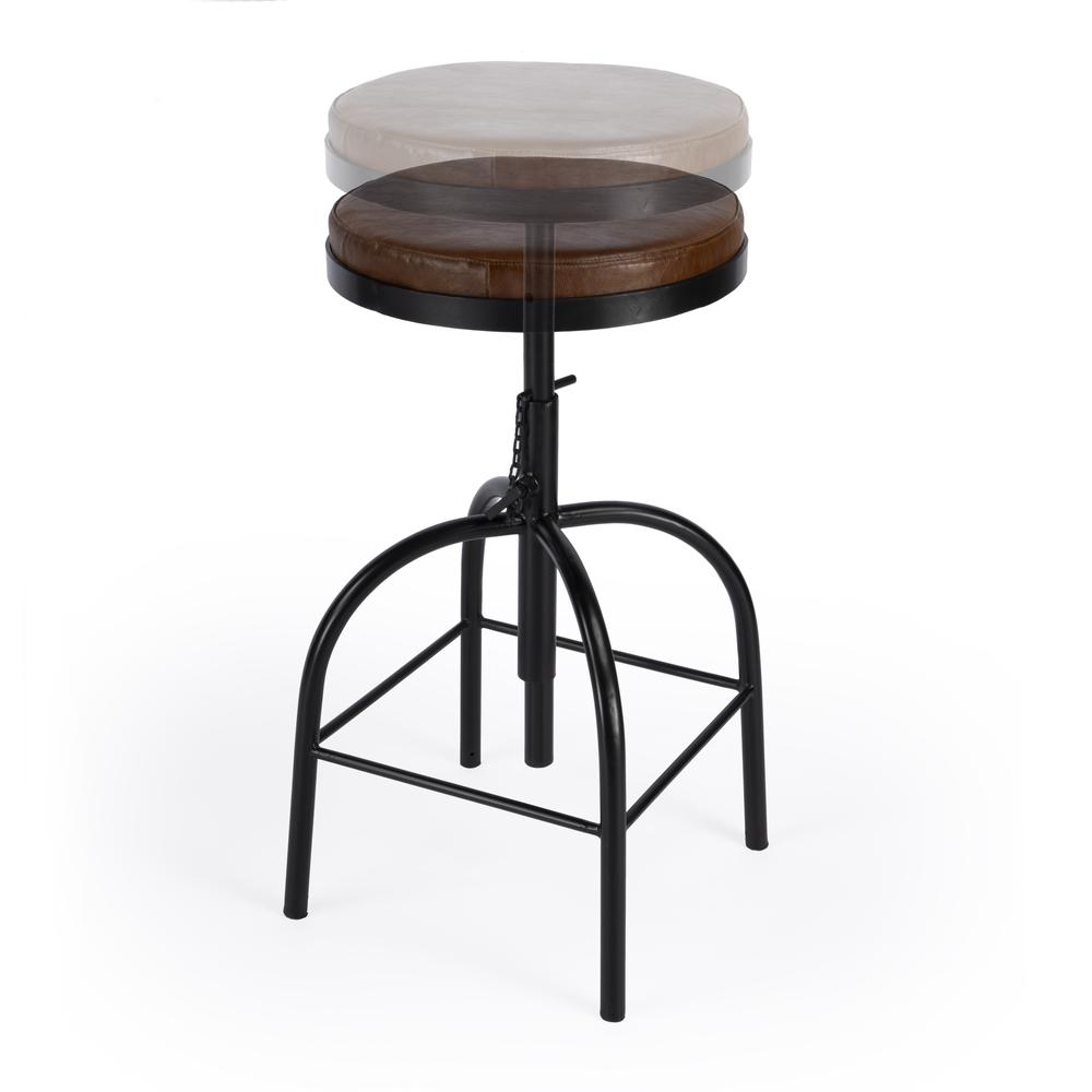 Clyde Leather 25" Adjustable Bar Stool, Medium Brown. Picture 3