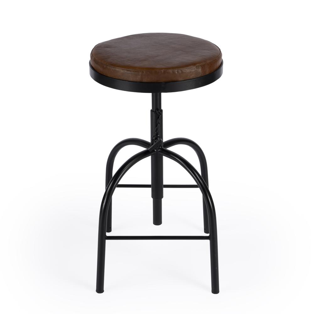 Clyde Leather 25" Adjustable Bar Stool, Medium Brown. Picture 4