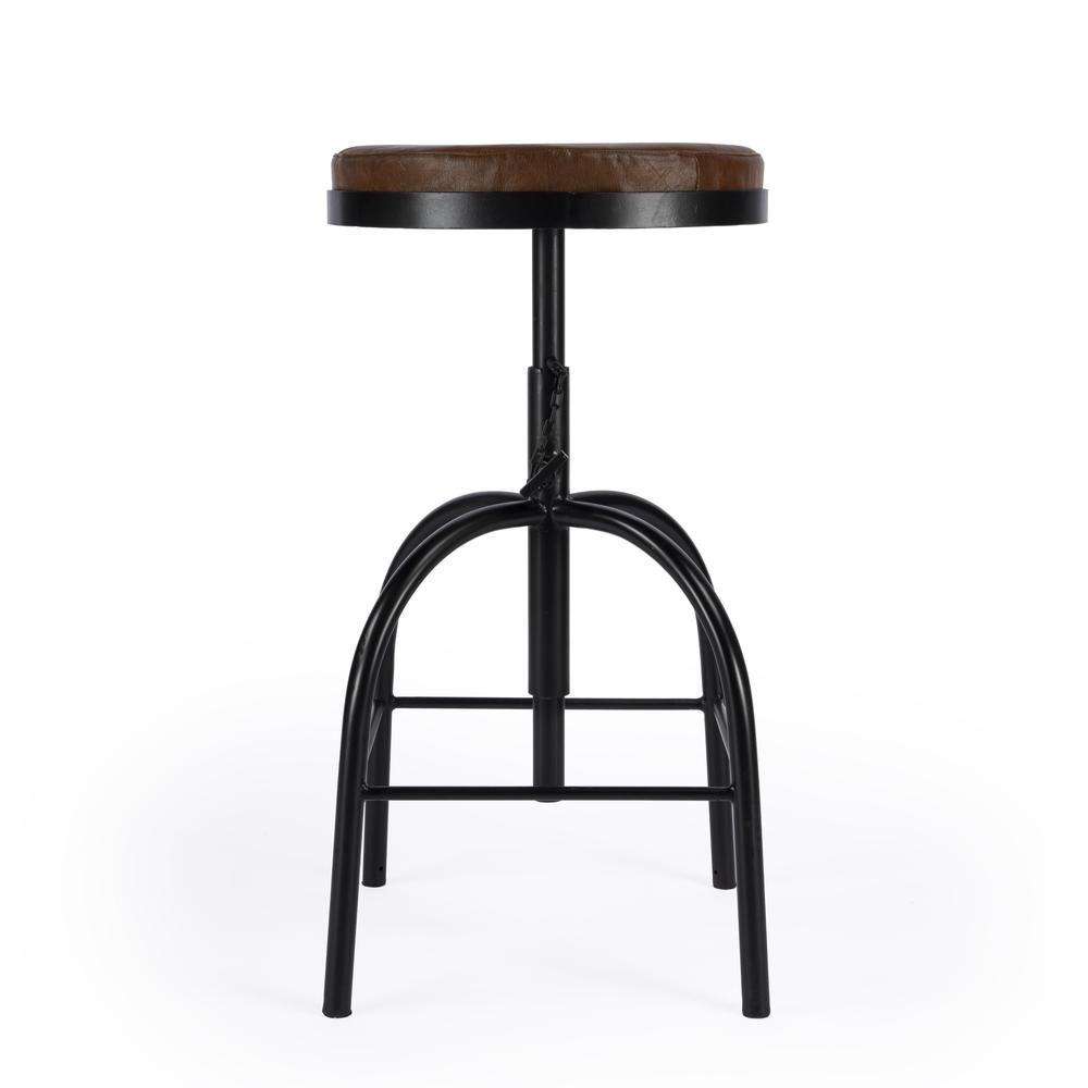 Clyde Leather 25" Adjustable Bar Stool, Medium Brown. Picture 5