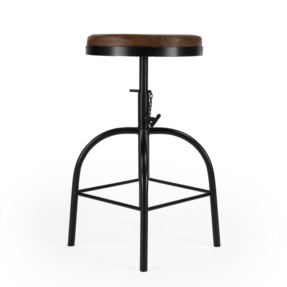 Clyde Leather 25" Adjustable Bar Stool, Medium Brown. Picture 6