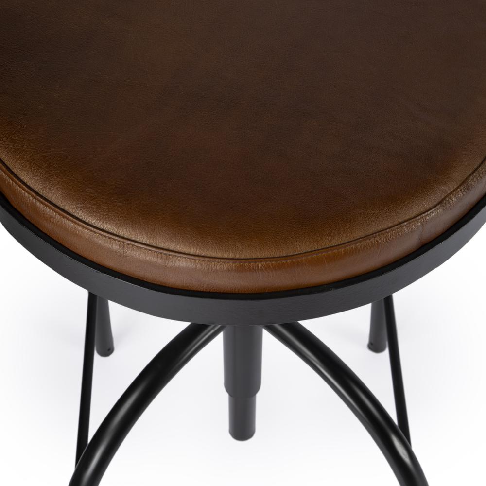 Clyde Leather 25" Adjustable Bar Stool, Medium Brown. Picture 7