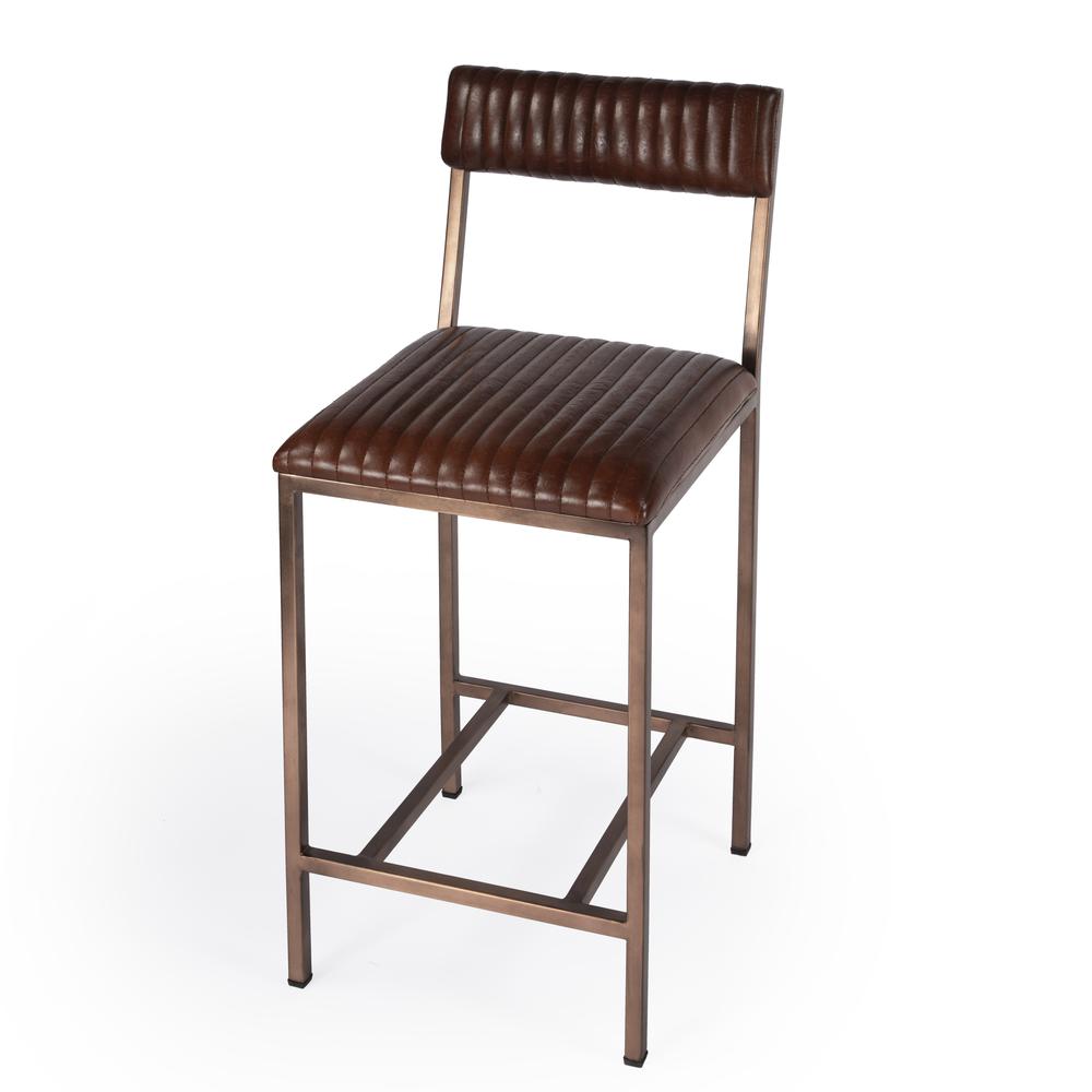 Houston 24" Leather Counter Stool, Medium Brown. Picture 1