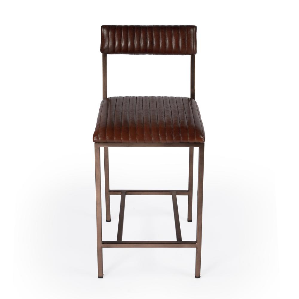 Houston 24" Leather Counter Stool, Medium Brown. Picture 2