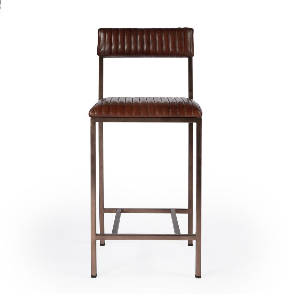 Houston 24" Leather Counter Stool, Medium Brown. Picture 3