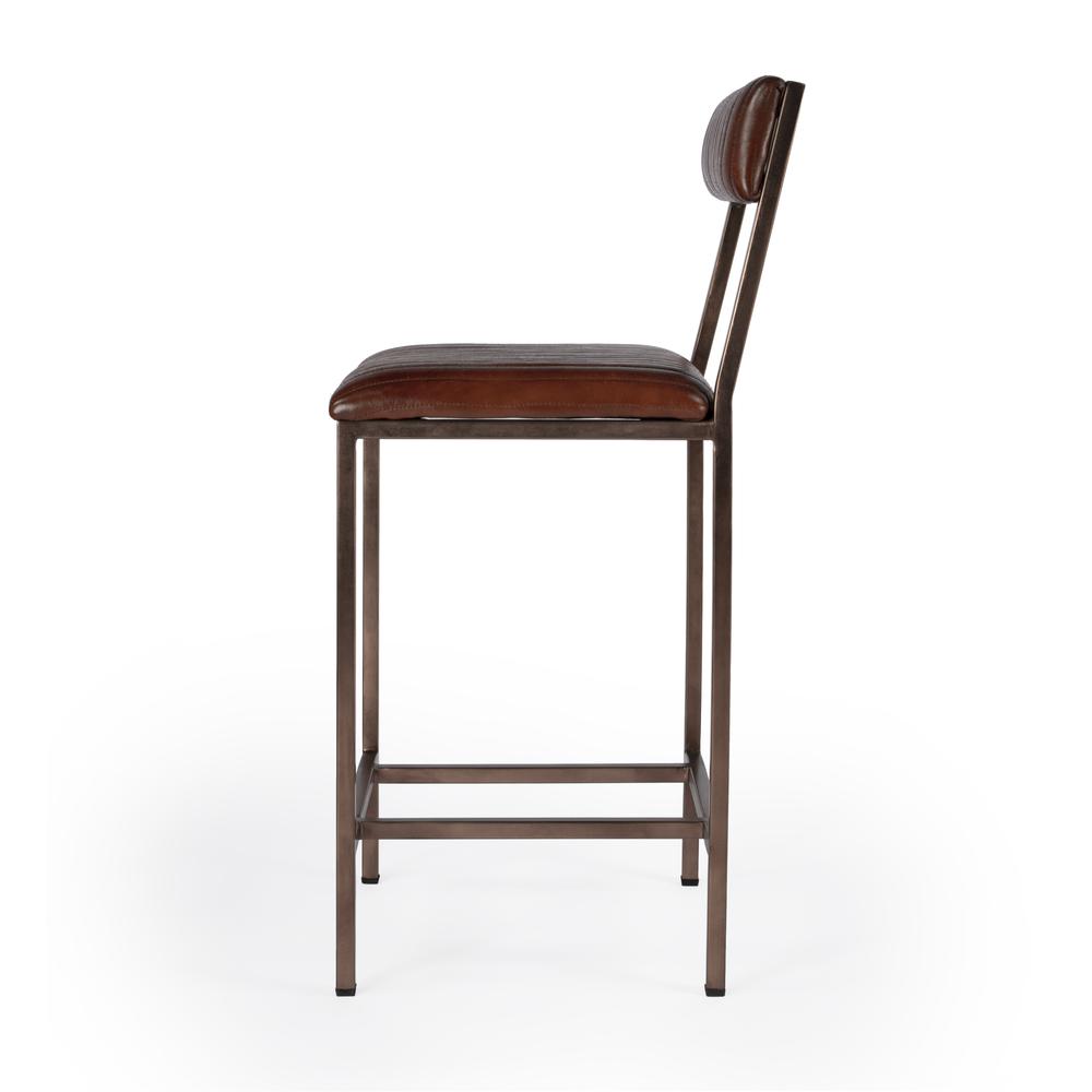 Houston 24" Leather Counter Stool, Medium Brown. Picture 4