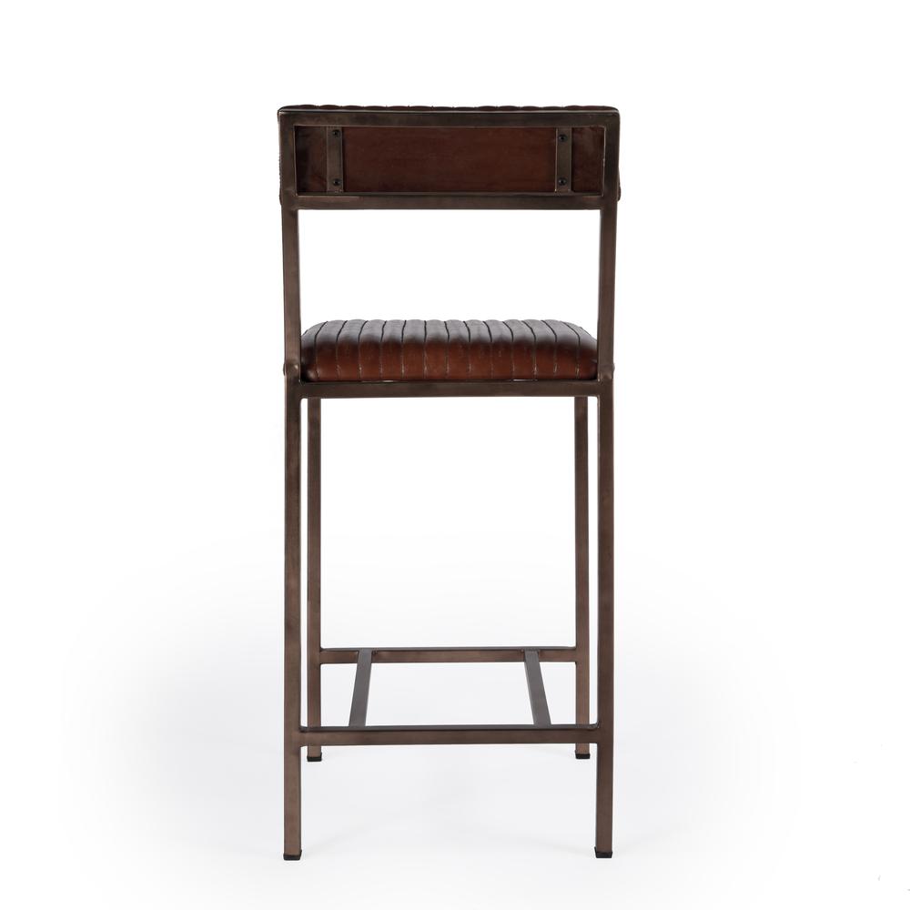 Houston 24" Leather Counter Stool, Medium Brown. Picture 5