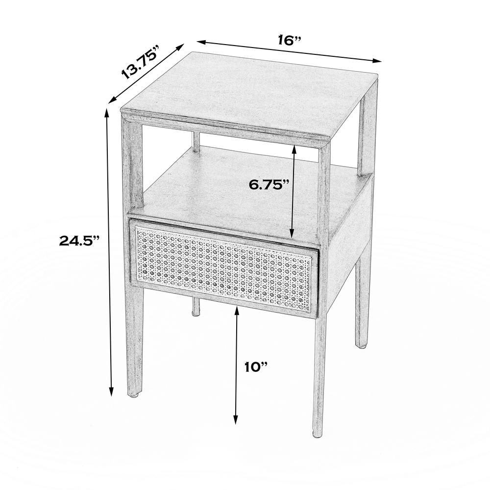 Vardo 1 Drawer Cane Nightstand, Multi. Picture 8