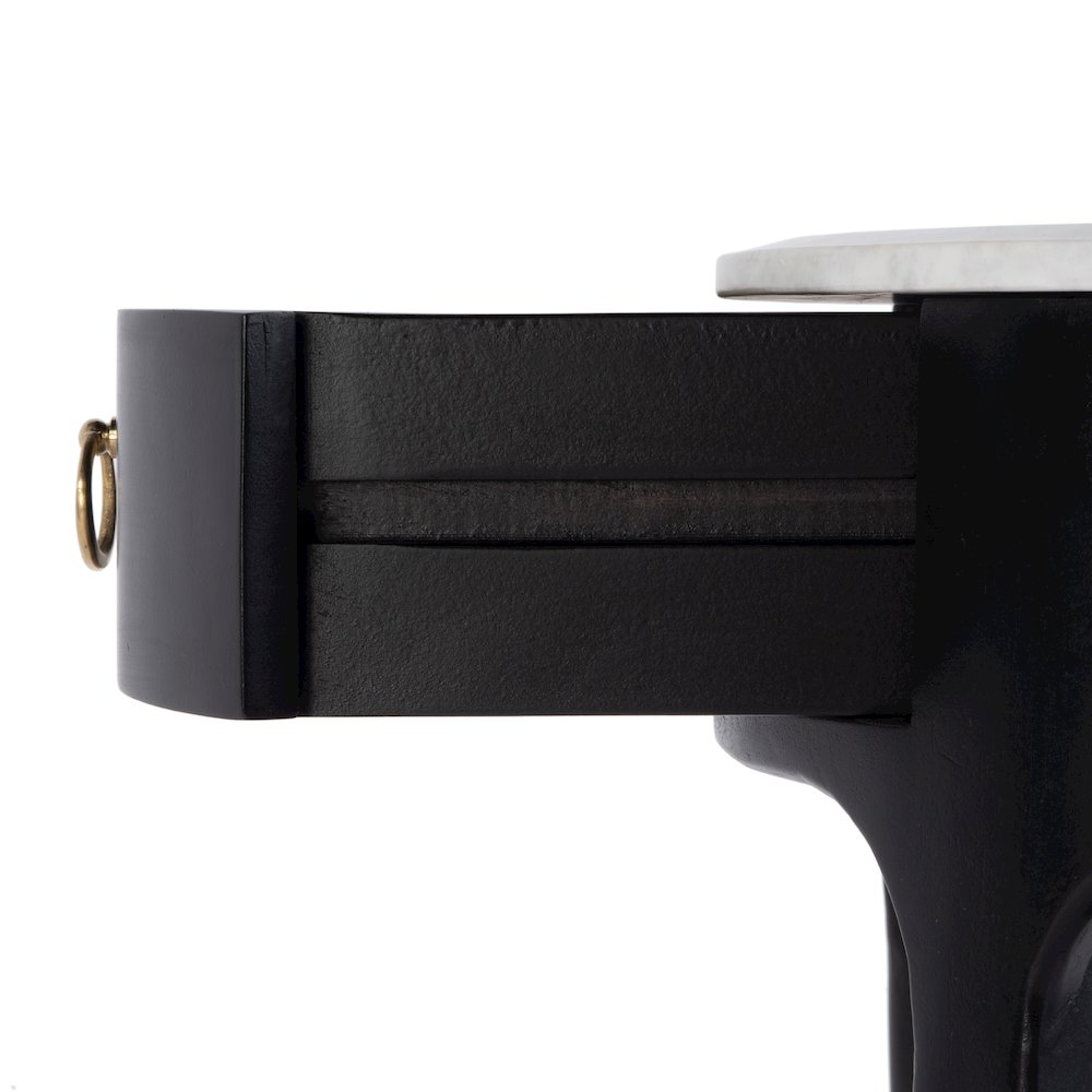 Ellen 18.25 in. W Oval Marble and Wood 1 Drawer Nightstand, Black. Picture 7