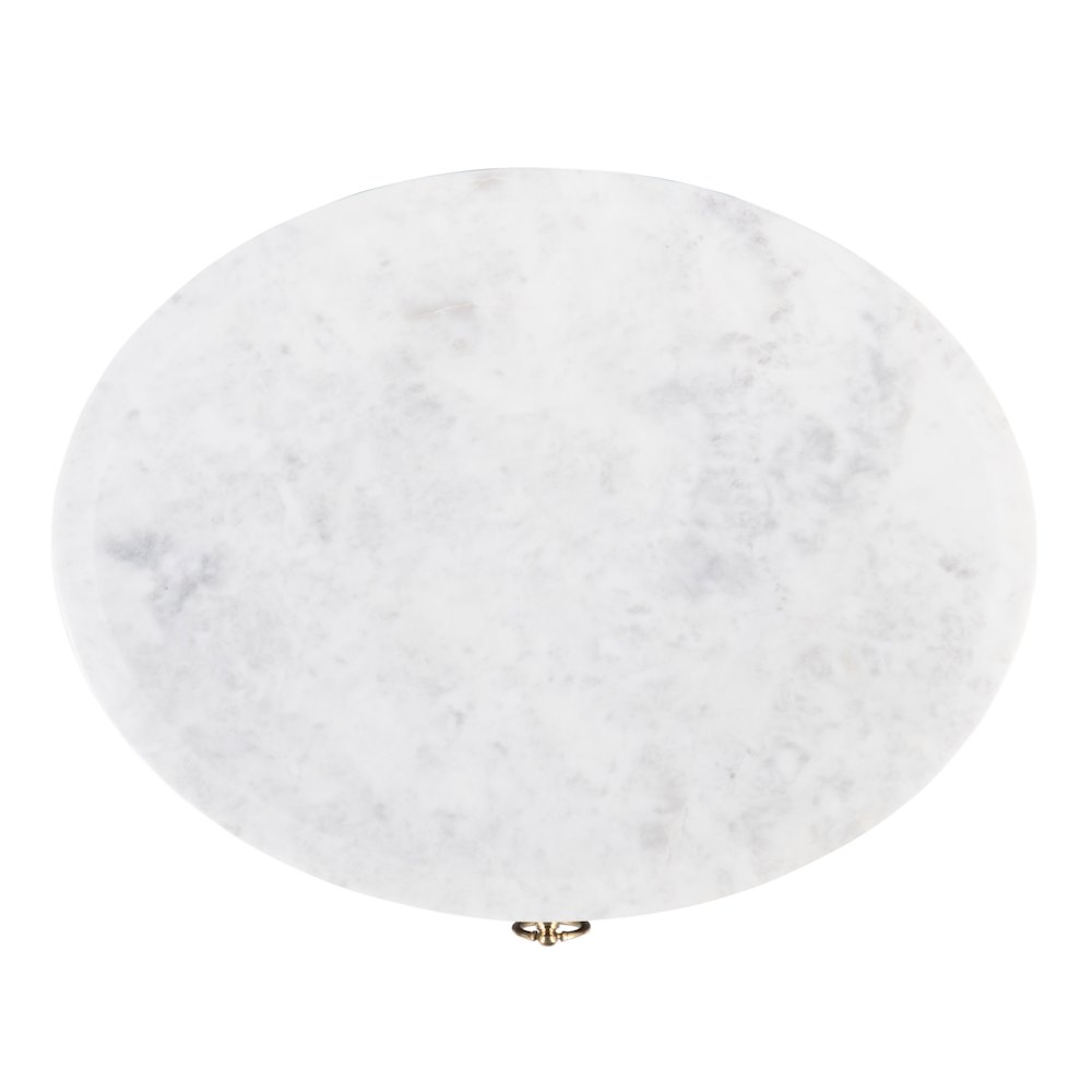 Ellen 18.25 in. W Oval Marble and Wood 1 Drawer Nightstand, Black. Picture 9