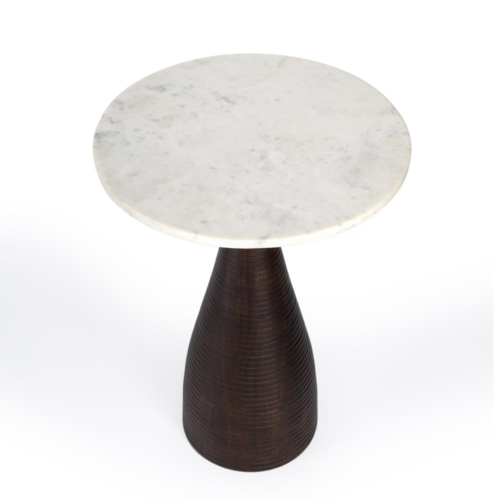 Julia Marble Pedestal Side Table, Dark Brown. Picture 2