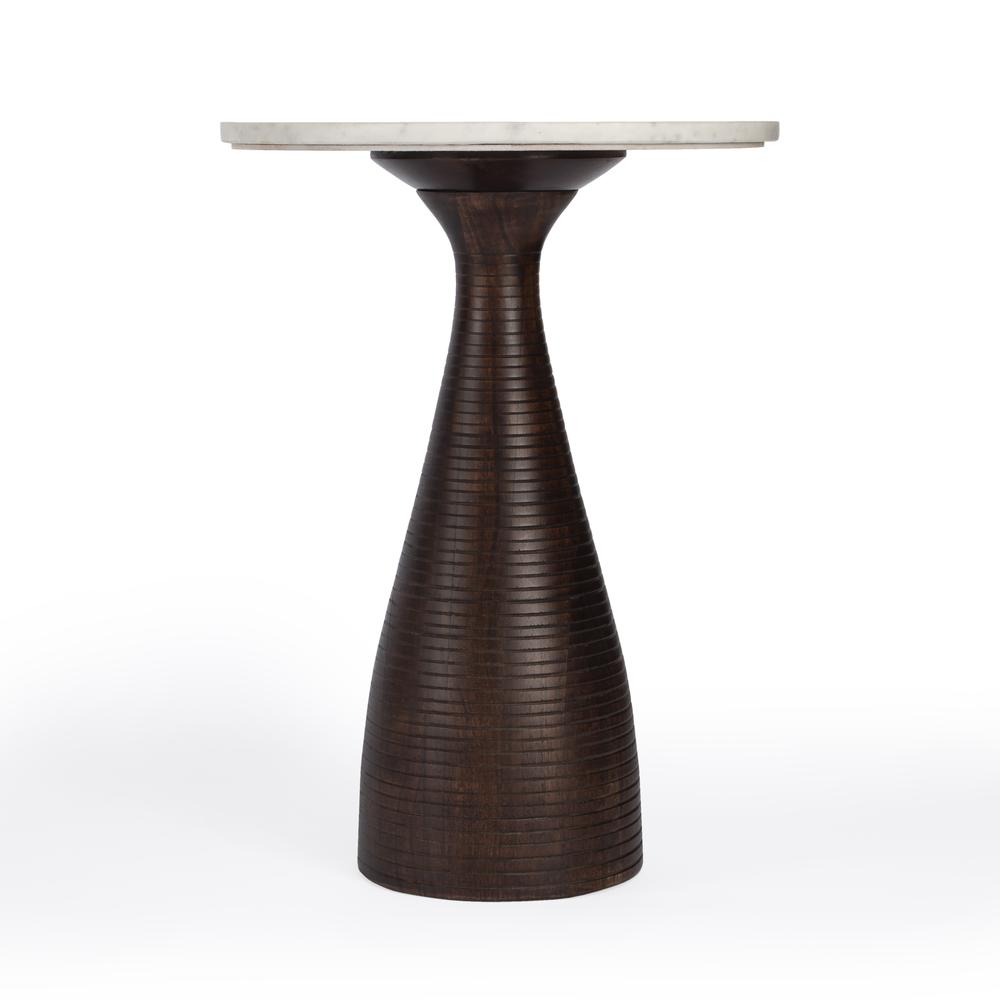 Julia Marble Pedestal Side Table, Dark Brown. Picture 3