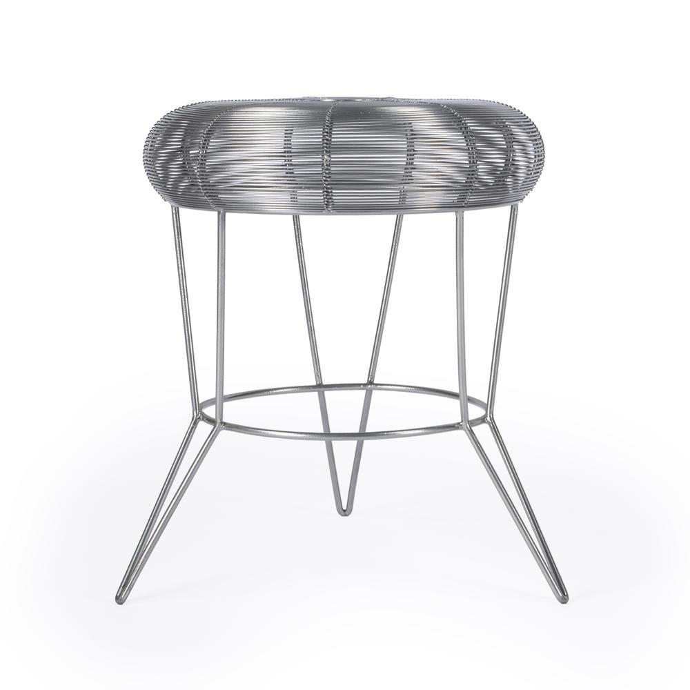 Allen Decorative Wire Side Table, Silver. Picture 2