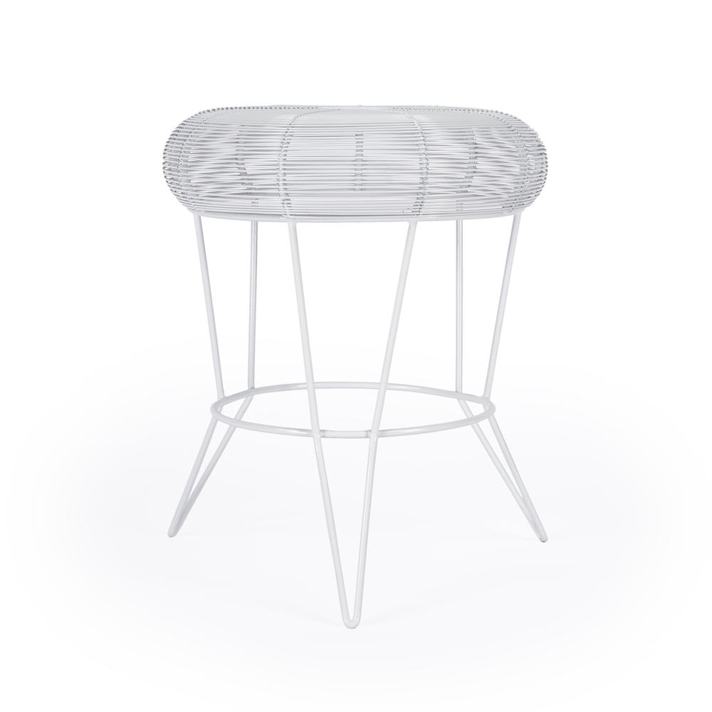 Allen Decorative Wire Side Table, White. Picture 4
