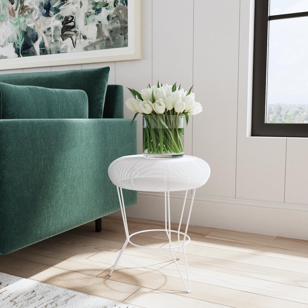 Allen Decorative Wire Side Table, White. Picture 7