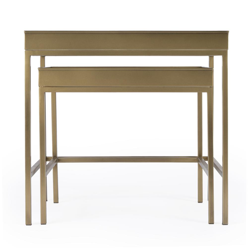 Lenny 2 Piece Glass Nesting Tables, Gold. Picture 4