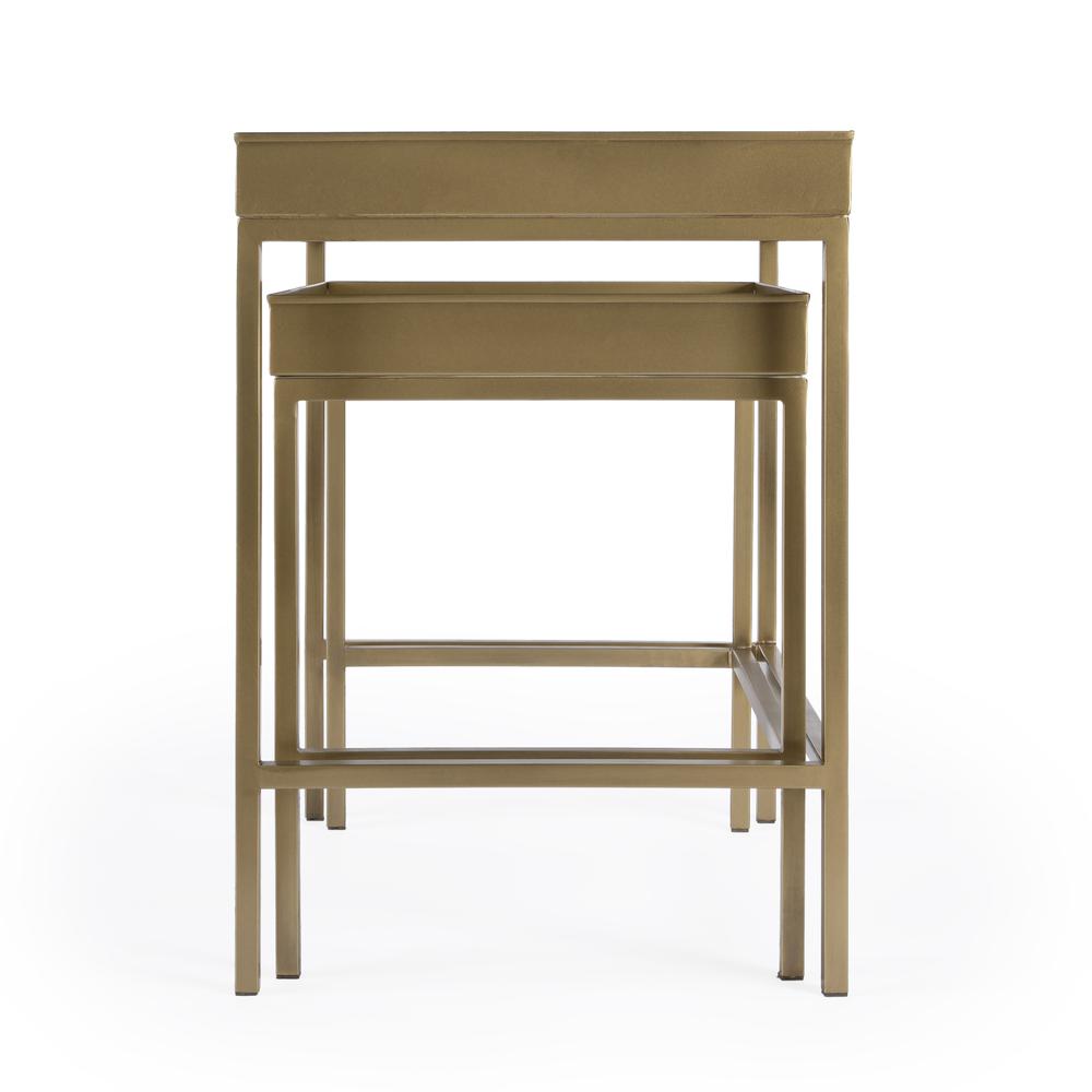 Lenny 2 Piece Glass Nesting Tables, Gold. Picture 5