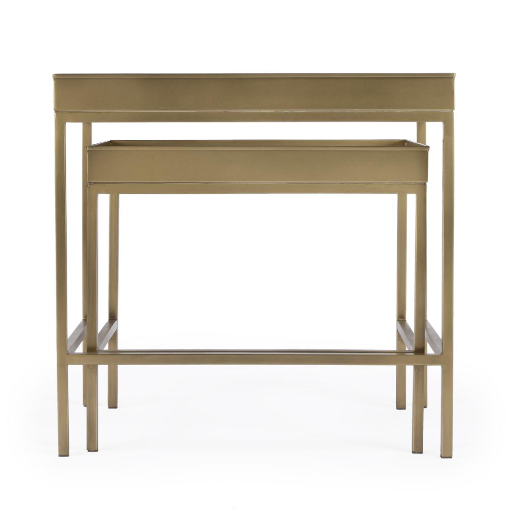 Lenny 2 Piece Glass Nesting Tables, Gold. Picture 6
