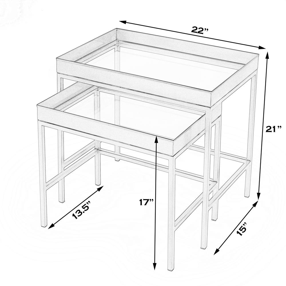 Lenny 2 Piece Glass Nesting Tables, Gold. Picture 7