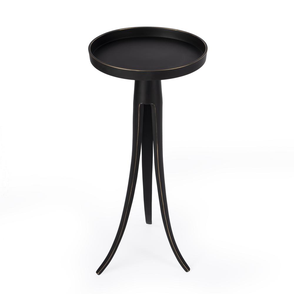 Monique Large Pedestal Side Table, Black. Picture 1