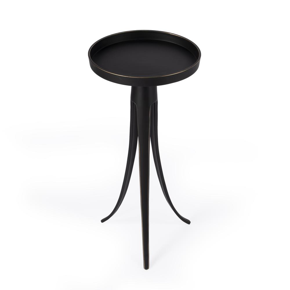 Monique Large Pedestal Side Table, Black. Picture 2