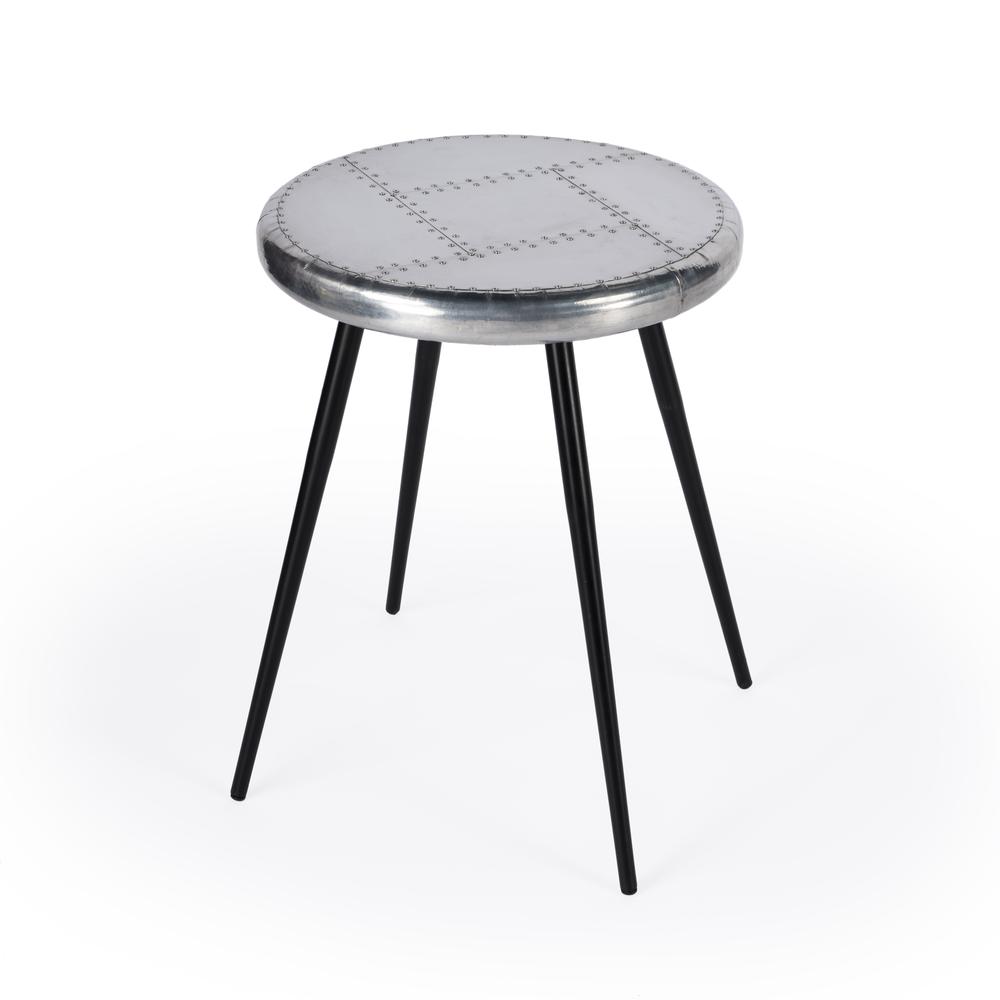 Midway Aviator Metal Side Table, Silver. Picture 1