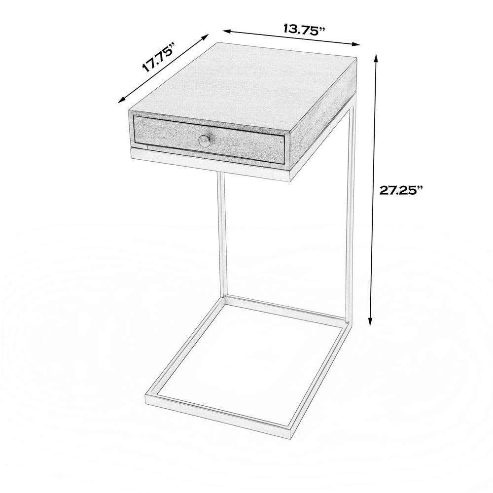 Alec 1 Drawer C Shaped End Table, Medium Brown. Picture 9