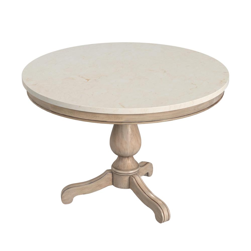 Danielle 44" Round Pedestal Marble top Dining Table, Tan/Beige. Picture 1