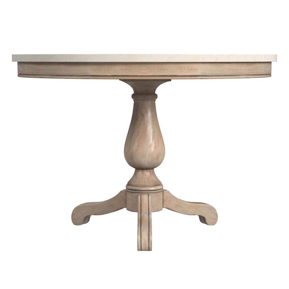 Danielle 44" Round Pedestal Marble top Dining Table, Tan/Beige. Picture 3