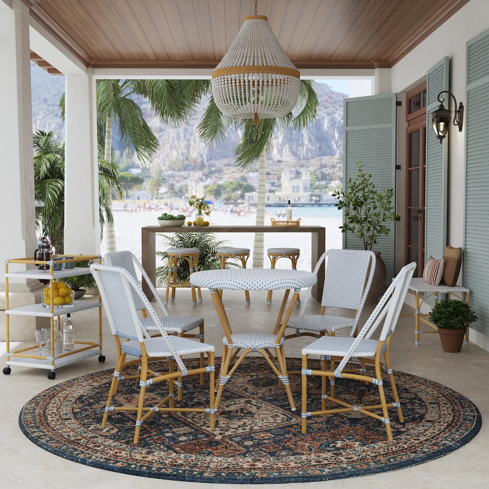 Tobias 30 in. W Outdoor Round Rattan and Metal Bistro Table. Picture 2