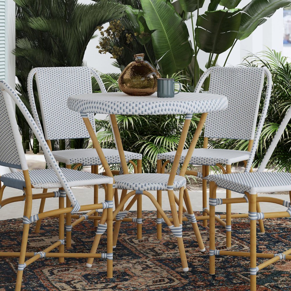 Tobias 30 in. W Outdoor Round Rattan and Metal Bistro Table. Picture 3