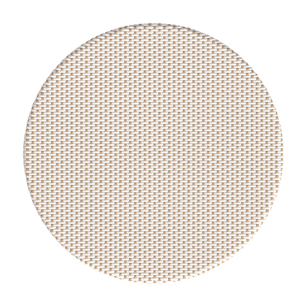 Tobias 30 in. W Outdoor Round Rattan and Metal Bistro Table, Beige and White. Picture 4