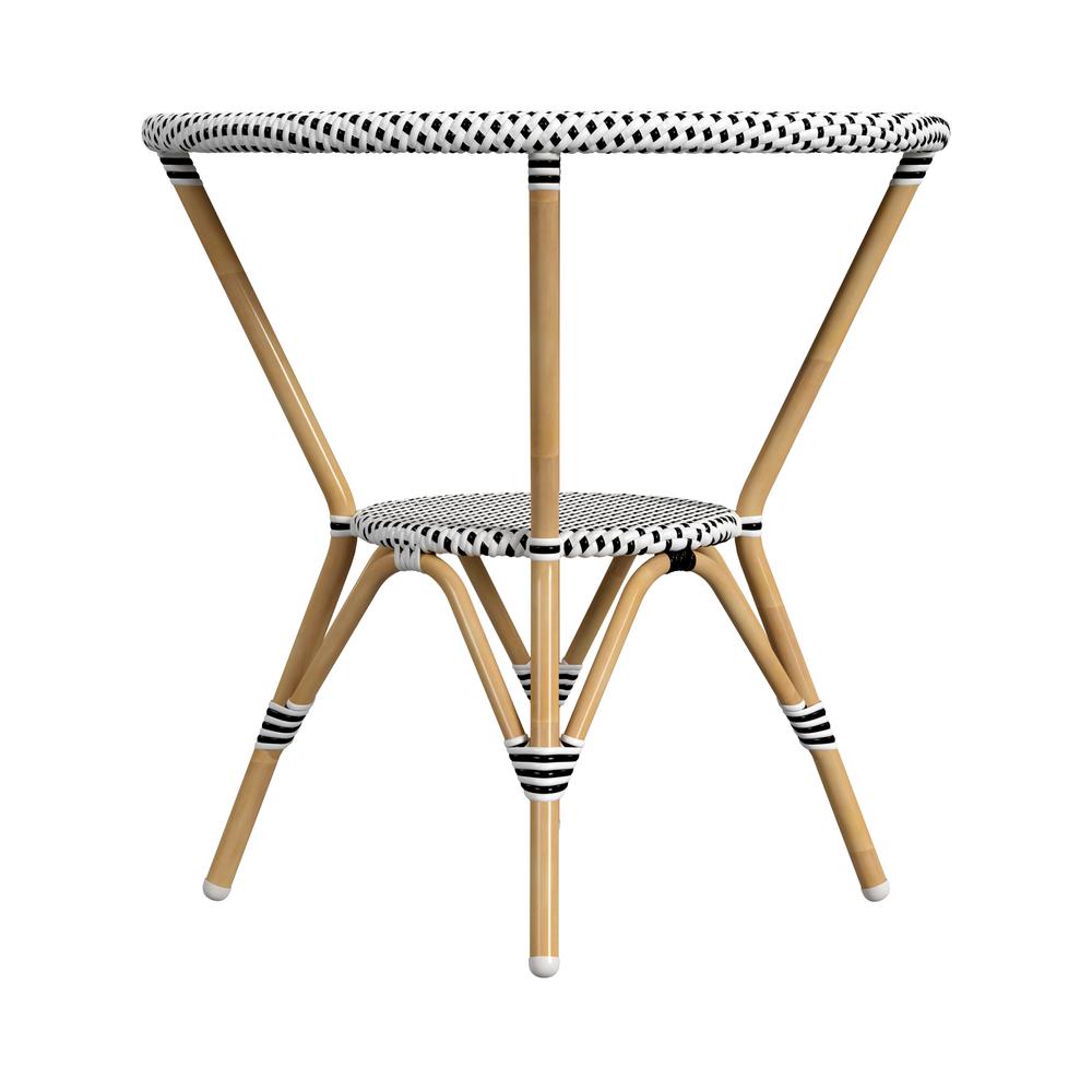 Tobias 30 in. W Outdoor Round Rattan and Metal Bistro Table, Black and White. Picture 3