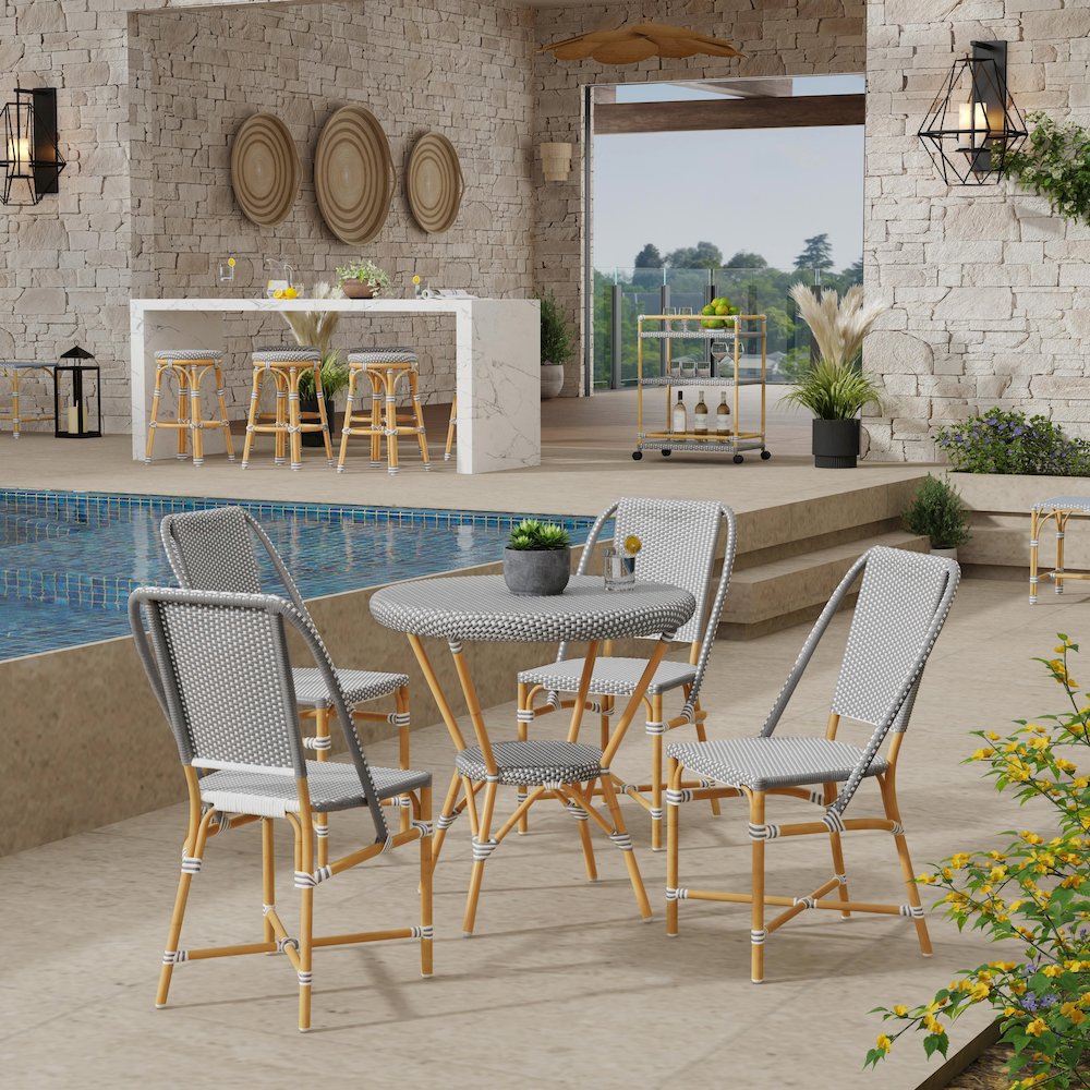 Tobias 18.5 in. Seat Height Outdoor Rattan and Metal  Dining Side Chair. Picture 5
