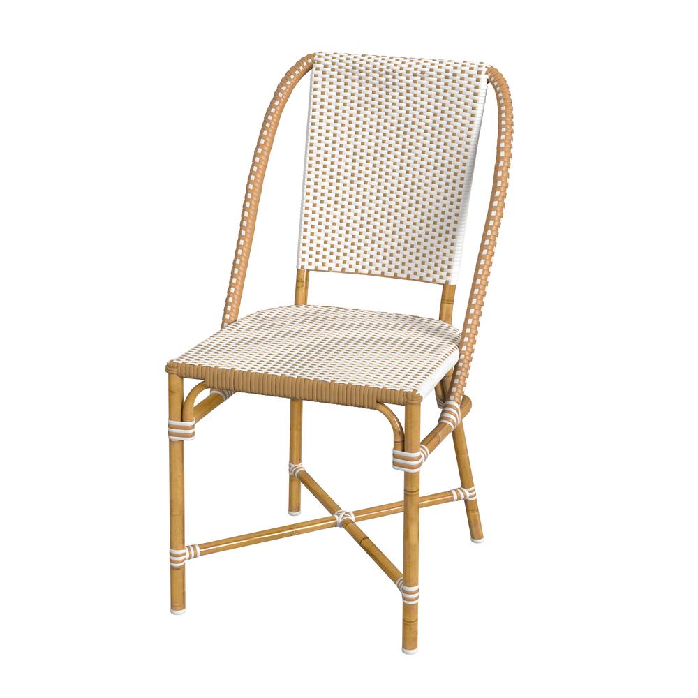 Tobias 18.5 in. Seat Height Outdoor Rattan and Metal  Dining Side Chair. Picture 1