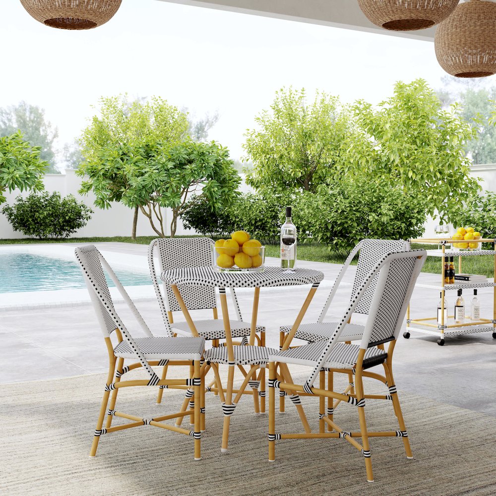 Tobias 18.5 in. Seat Height Outdoor Rattan and Metal  Dining Side Chair. Picture 7