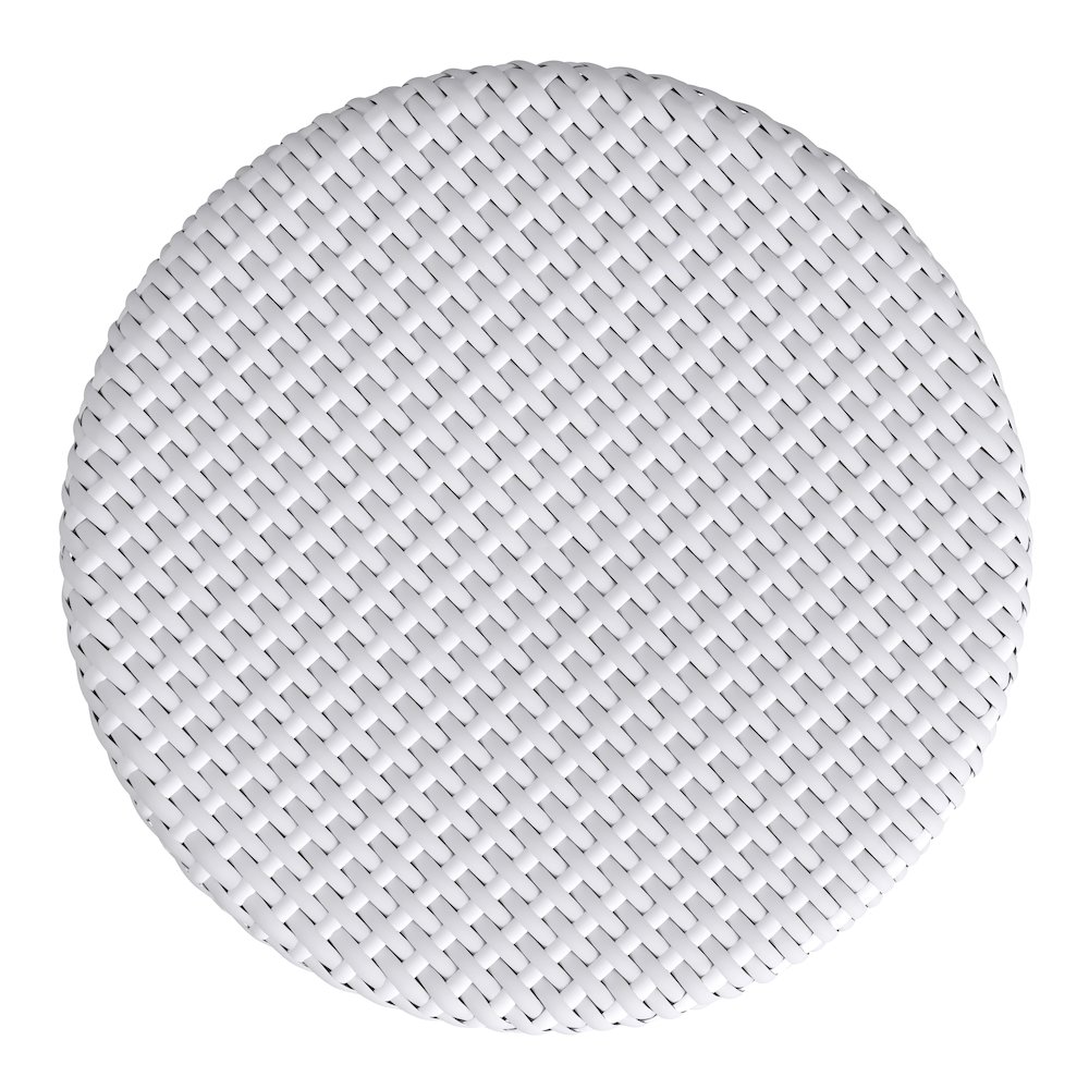 Tobias 24 in. Seat Height Outdoor Rattan and Metal Backless Counter Stool, White. Picture 4